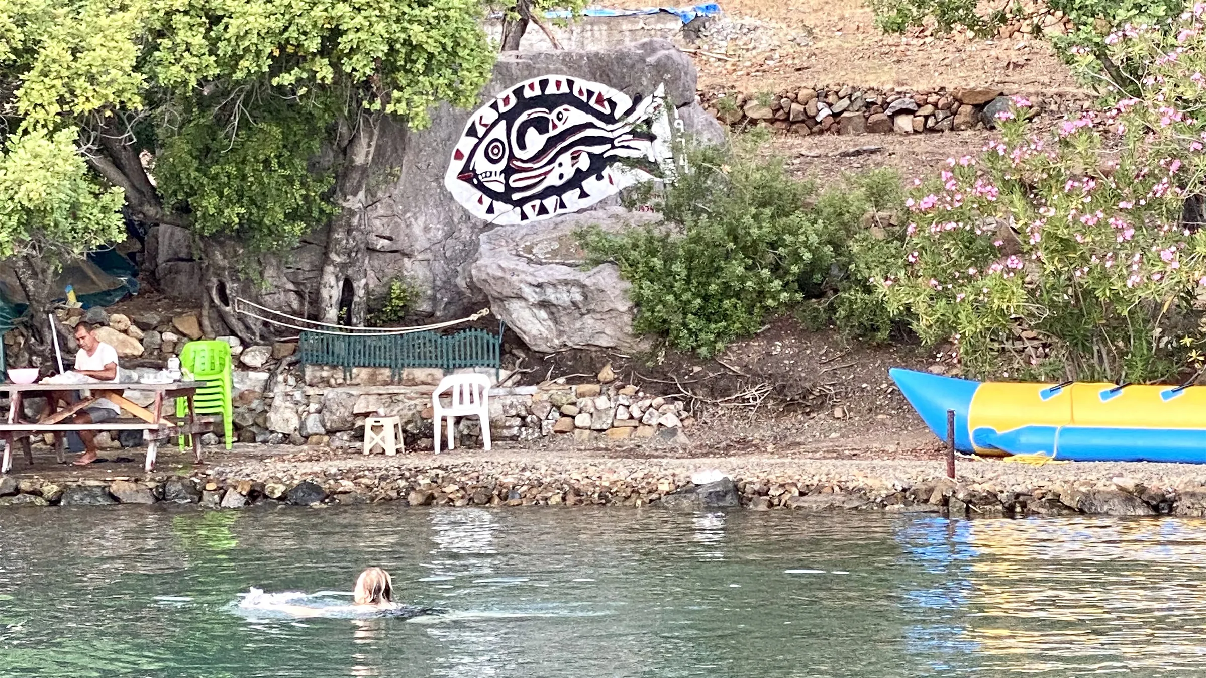 Crystal-clear water in Bedri Rahmi Bay near Göcek